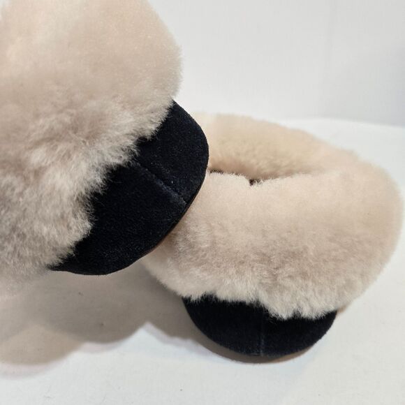 Vermont Country Store Womens Shearling Leather Suede Slippers 8M Navy Blue EUC! - Picture 3 of 6